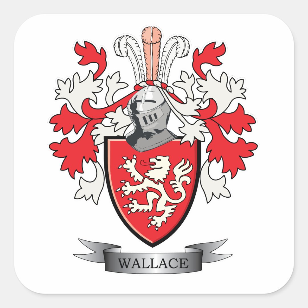 Wallace Family Crest Coat of Arms Square Sticker Zazzle