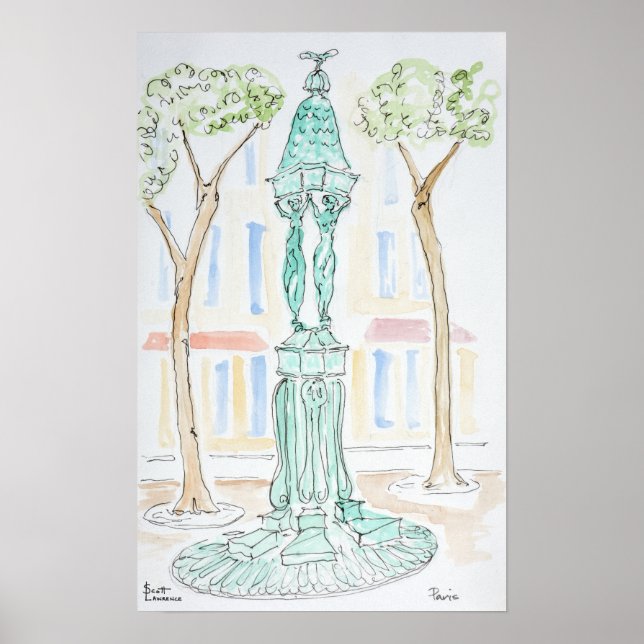 Wallace Fountain on Rue Brea | Paris, France Poster (Front)