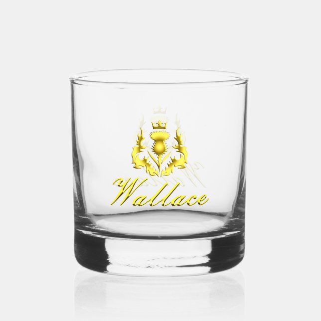 Wallace Gold Crowned Thistle Whiskey Glass (Front)