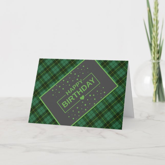 Wallace Green Tartan Birthday Card (Front)