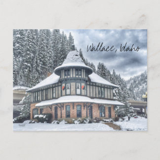 Wallace Idaho Depot in Winter Postcard