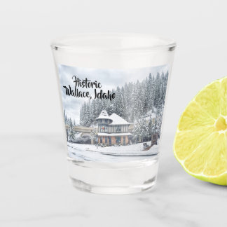 Wallace Idaho Depot in Winter Shot Glass