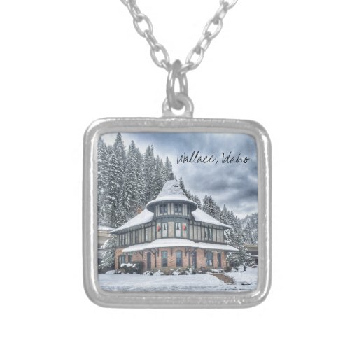 Wallace Idaho Depot in Winter Silver Plated Necklace