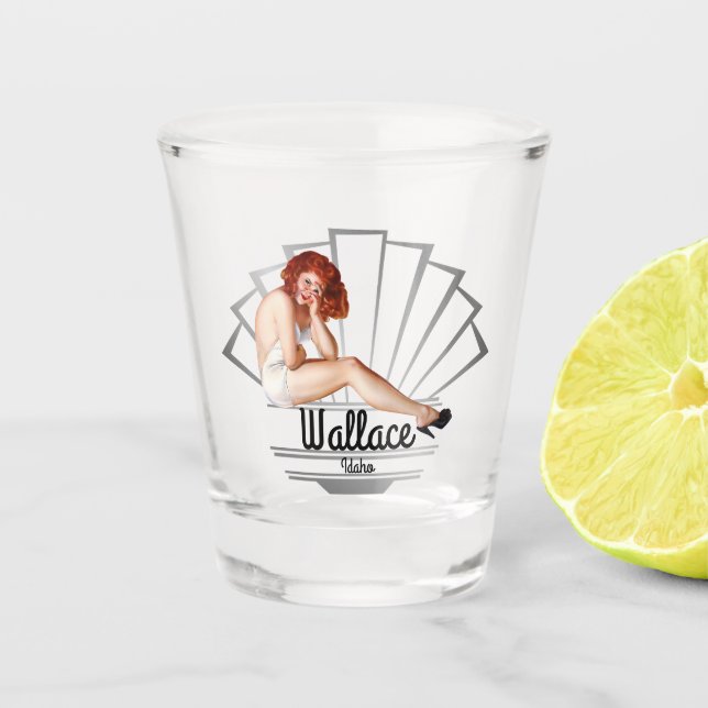 Wallace Idaho Pinup Girl V4 Shot Glass (Front)