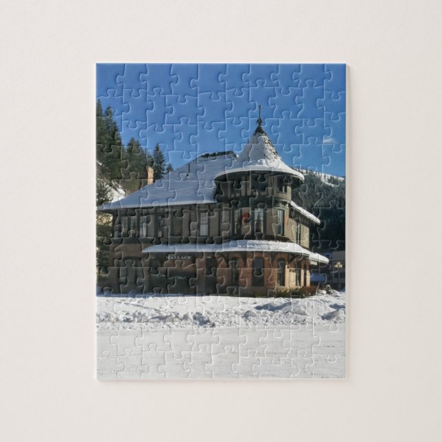 Wallace Idaho Train Depot in Winter Jigsaw Puzzle (Vertical)