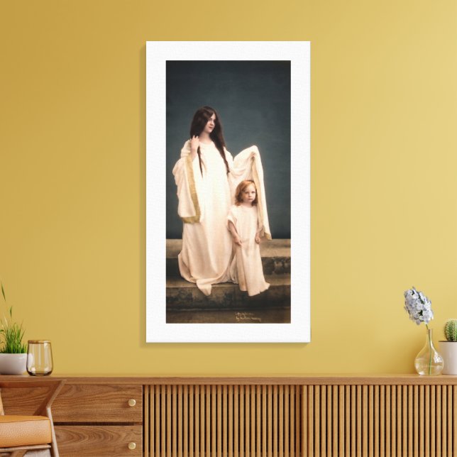 Wallace Nutting THE GUARDIAN MOTHER  Canvas Print (Insitu(LivingRoom))