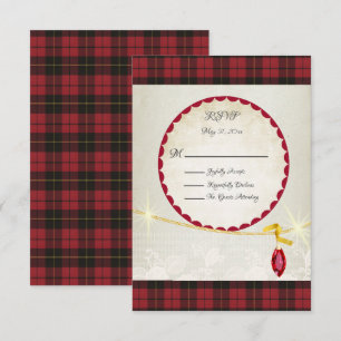 Wallace Red Scottish Tartan Wedding RSVP Card
