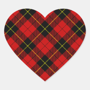 Wallace Red Tartan Heart Sticker
