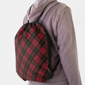 Wallace Red Weathered Original Scottish Tartan Drawstring Bag