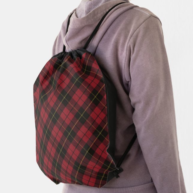 Wallace Red Weathered Original Scottish Tartan Drawstring Bag (Insitu)
