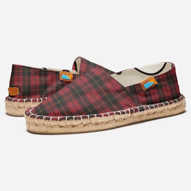 Wallace Red Weathered Original Scottish Tartan Espadrilles (Angled)
