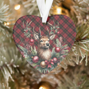 Wallace Red Weathered Scottish Tartan Christmas Ornament
