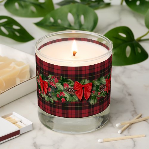 Wallace Red Weathered Scottish Tartan Christmas Scented Candle