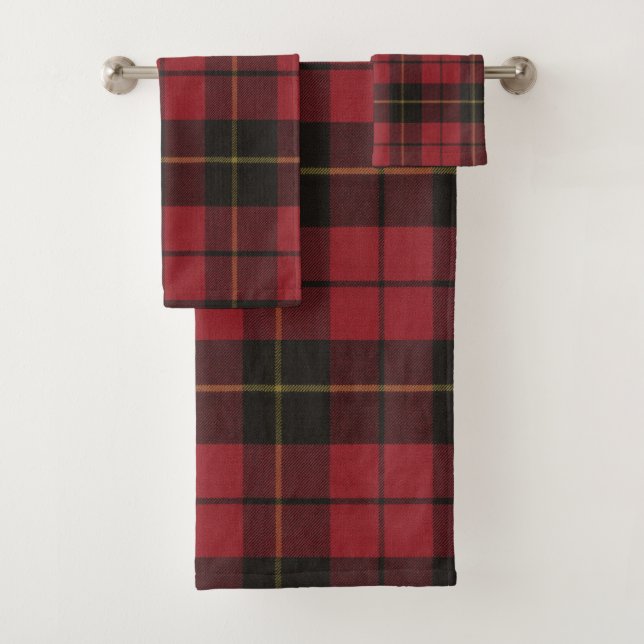 Wallace Red Weathered Tartan Bath Towel Set (Insitu)
