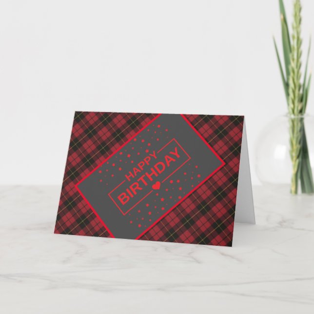 Wallace RedTartan Birthday Card (Front)