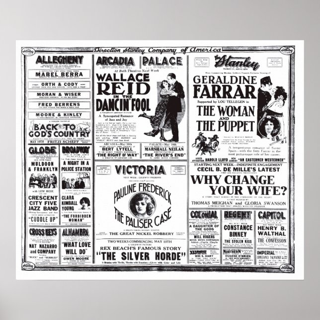 Wallace Reid 1920 vintage movie ad poster (Front)