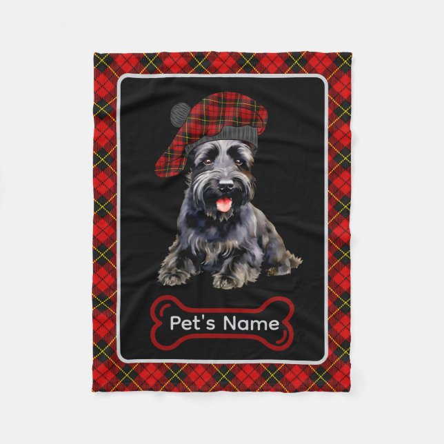 Wallace Scottie Dog Tartan Personalized  Fleece Blanket (Front)