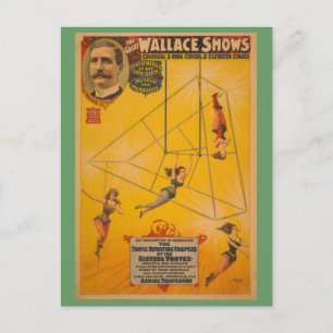 Wallace Shows Triple Revolving Trapeze Poster Postcard