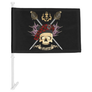 Wallace Skull & Crossed Swords Car Flag