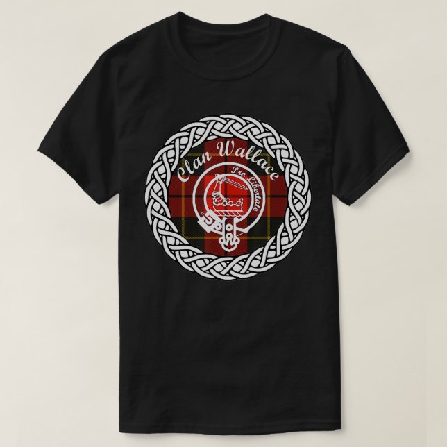 Wallace surname last name Scottish Tartan Clan Cre T-Shirt (Design Front)