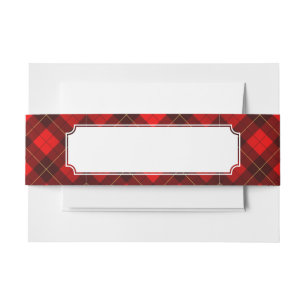 Wallace tartan background invitation belly band