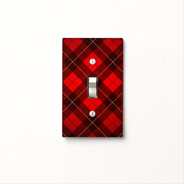 Wallace tartan background light switch cover (In Situ)