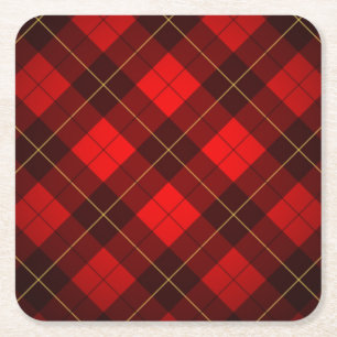 Wallace tartan background square paper coaster
