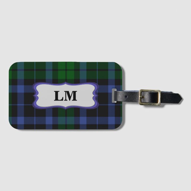 Wallace Tartan Blue & Green Bag Tag Biz Card Slot (Front Horizontal)