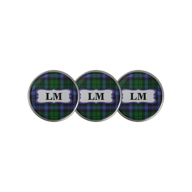 Wallace Tartan Blue & Green Golf Ball Marker (3 Up)