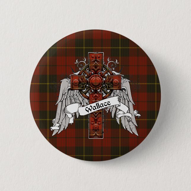 Wallace Tartan Cross Button (Front)