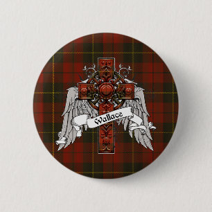 Wallace Tartan Cross Button