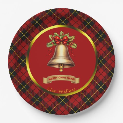 Wallace Tartan Personalized Christmas Paper Plates