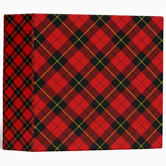 Wallace tartan red black plaid 3 ring binder (Front/Spine)