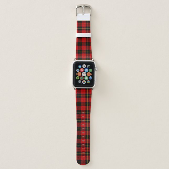 Wallace tartan red black plaid apple watch band (Front)