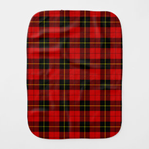 Wallace tartan red black plaid baby burp cloth