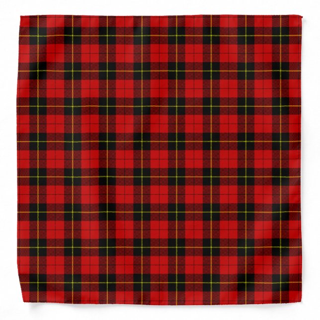 Wallace tartan red black plaid bandana (Front)