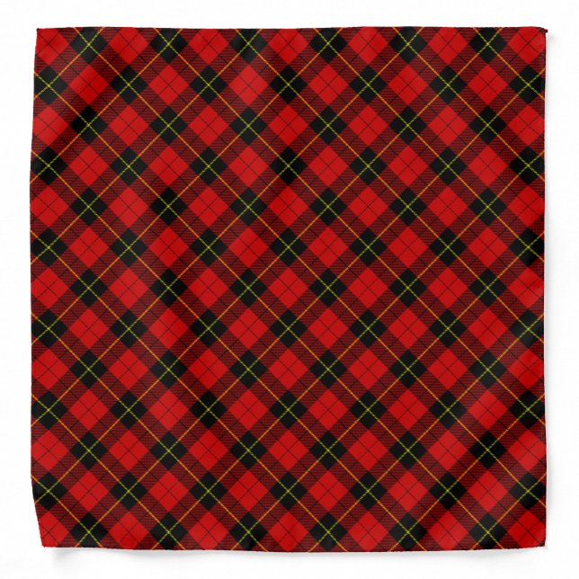 Wallace tartan red black plaid bandana (Front)