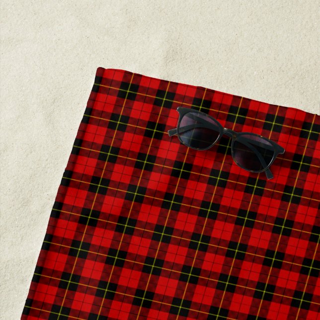 Wallace tartan red black plaid beach towel (In Situ)
