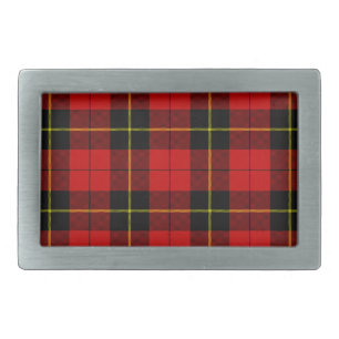 Wallace tartan red black plaid belt buckle