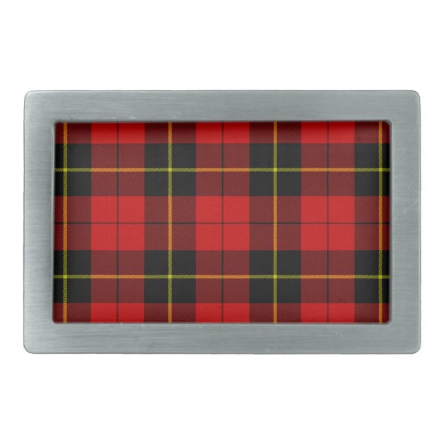 Wallace tartan red black plaid belt buckle (Front)