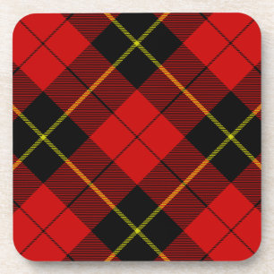 Wallace tartan red black plaid beverage coaster