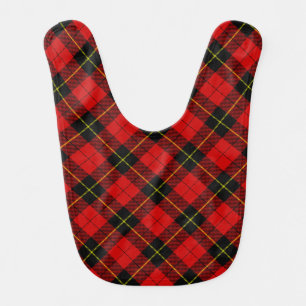 Wallace tartan red black plaid bib