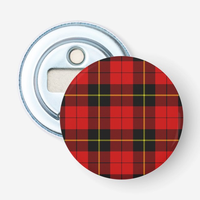 Wallace tartan red black plaid bottle opener (Front)