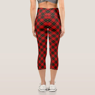 Wallace tartan red black plaid capri leggings