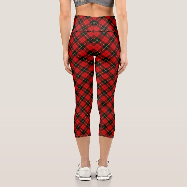 Wallace tartan red black plaid capri leggings (Back)