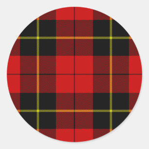 Wallace tartan red black plaid classic round sticker