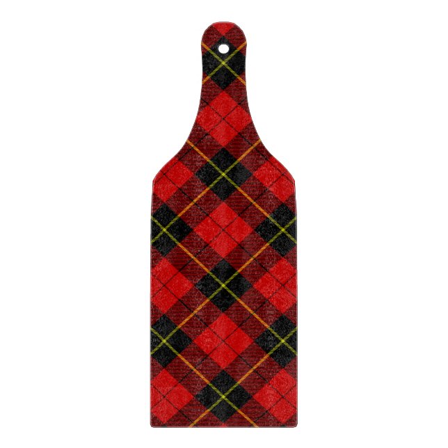 Wallace tartan red black plaid cutting board (Front)