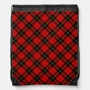 Wallace tartan red black plaid drawstring bag