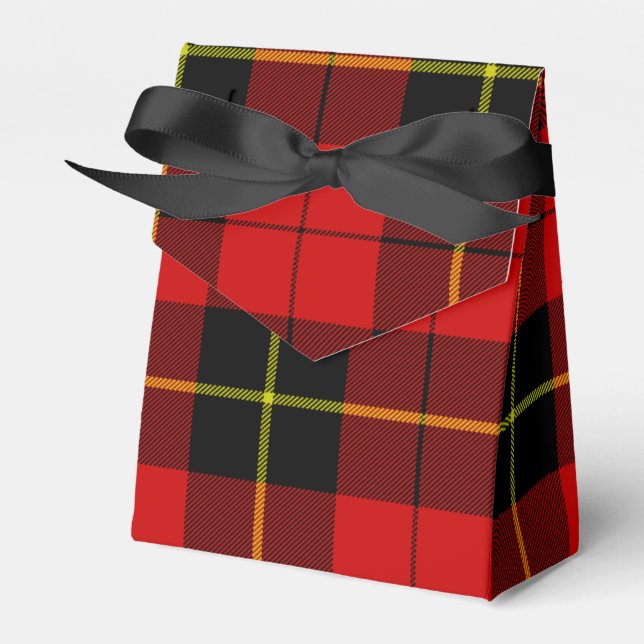 Wallace tartan red black plaid favor boxes (Front Side)