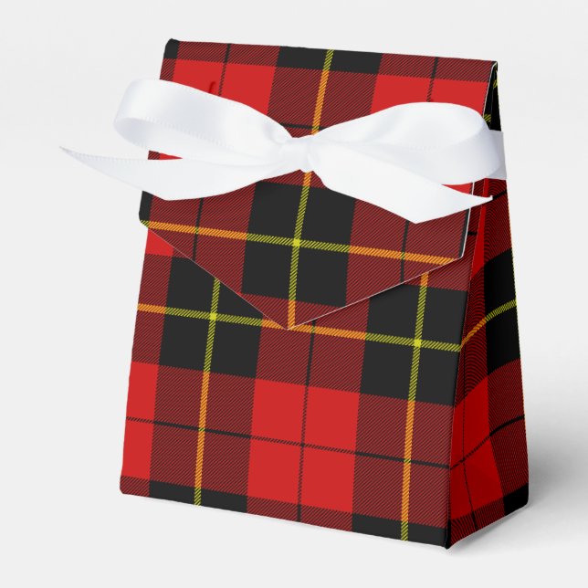 Wallace tartan red black plaid favor boxes (Front Side)